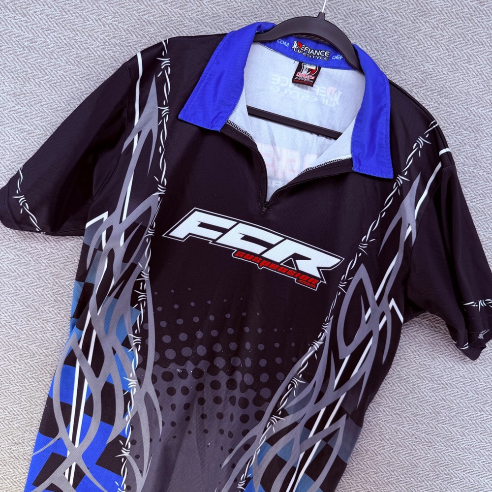 Defiance Lifestyle FCR Suspension Jersey Large Black Blue Polyester Motocross